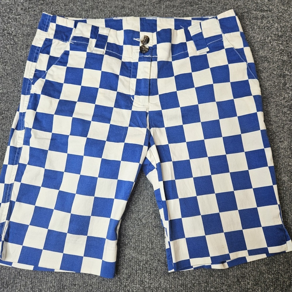 Loudmouth Golf Womens‎ Blue Checkered Bermuda Shorts Size 4 Inseam 9"